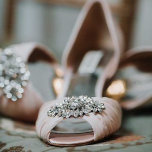 Badgley Mischka D'Orsay Satin Light Pink Wedding Shoes 9